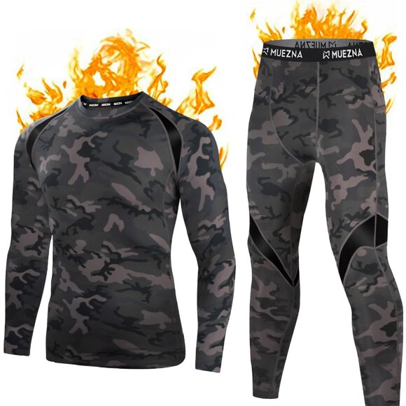 Men's Thermal Long Johns Base Layer Set Fleece Lined Athletic Performance Fit